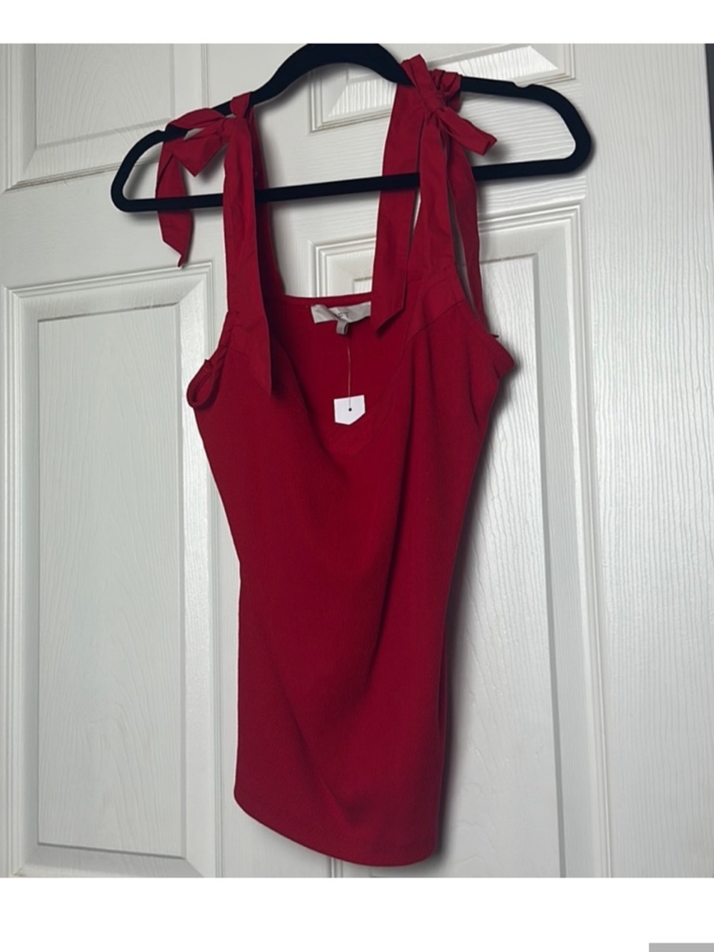 LOFT Red Tie Bow Sleeve Blouse NWT